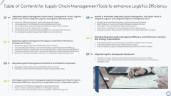 Table Of Contents For Supply Chain Management Tools To Enhance Logistics Efficiency Designs PDF Table Of Contents For Supply Chain Management Tools To Enhance Logistics Efficiency Designs PDF