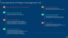 Table Of Contents Key Elements Of Project Management IT Graphics PDF Table Of Contents Key Elements Of Project Management IT Graphics PDF