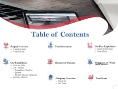 Table Of Contents Ppt PowerPoint Presentation Pictures Design Inspiration Table Of Contents Ppt PowerPoint Presentation Pictures Design Inspiration