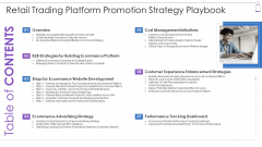 Table Of Contents Retail Trading Platform Promotion Strategy Playbook Slide4 Elements PDF