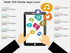 Tablet With Mobile Apps Icons Powerpoint Templates