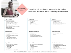 Target Persona Hannah Student Ppt Infographic Template PDF Target Persona Hannah Student Ppt Infographic Template PDF