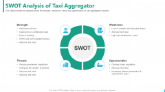 Taxi Aggregator SWOT Analysis Of Taxi Aggregator Inspiration PDF