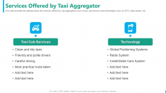 Taxi Aggregator Services Offered By Taxi Aggregator Structure PDF