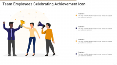 Team Employees Celebrating Achievement Icon Infographics PDF