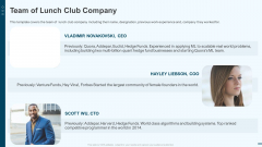 Team Of Lunch Club Company Lunchclub Investor Capitalizing Elevator Guidelines Pdf