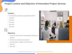 Technological Innovation Project Project Context And Objective Of Innovation Project Services Download PDF