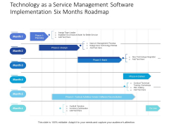 Technology As A Service Management Software Implementation Six Months Roadmap Demonstration