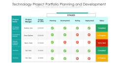Technology Project Portfolio Planning And Development Ppt Show Graphics PDF