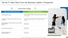 Tell The IT Value Story From The Business Leaders Perspective Formats PDF Tell The IT Value Story From The Business Leaders Perspective Formats PDF
