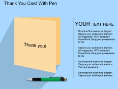 Thank You Card With Pen Powerpoint Template