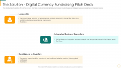 The Solution Digital Currency Fundraising Pitch Deck Ppt Model Icon PDF