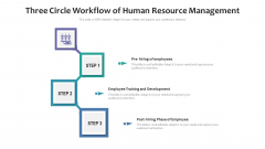 Three Circle Workflow Of Human Resource Management Ppt PowerPoint Presentation File Graphics Tutorials PDF