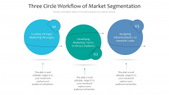 Three Circle Workflow Of Market Segmentation Ppt PowerPoint Presentation File Background Designs PDF