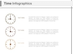 Three Clocks Business Agenda Diagram Powerpoint Slides