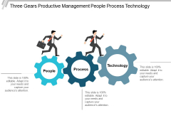 Three Gears Productive Management People Process Technology Ppt PowerPoint Presentation Inspiration Example Introduction