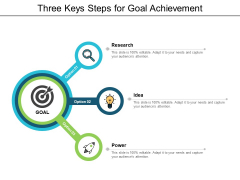 Three Keys Steps For Goal Achievement Ppt PowerPoint Presentation Summary Graphics