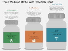 Three Medicine Bottle With Research Icons Powerpoint Template Three Medicine Bottle With Research Icons Powerpoint Template
