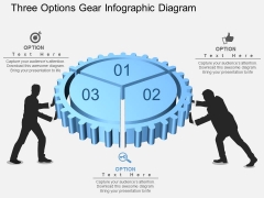 Three Options Gear Infographic Diagram Powerpoint Template