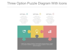 Three Options Puzzle Diagram With Icons Powerpoint Slides