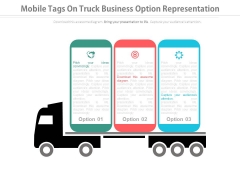 Three Options Tags On Truck For Business Powerpoint Slides Three Options Tags On Truck For Business Powerpoint Slides