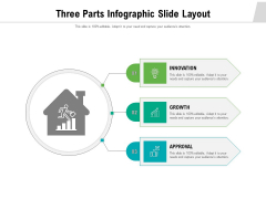 Three Parts Infographic Slide Layout Ppt PowerPoint Presentation File Design Ideas PDF