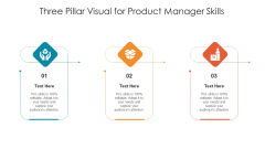 Three Pillar Visual For Product Manager Skills Ppt PowerPoint Presentation Styles Slideshow PDF