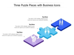 Three Puzzle Pieces With Business Icons Ppt PowerPoint Presentation Infographic Template Deck PDF