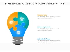 Three Sections Puzzle Bulb For Successful Business Plan Ppt PowerPoint Presentation File Skills PDF Three Sections Puzzle Bulb For Successful Business Plan Ppt PowerPoint Presentation File Skills PDF