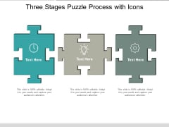Three Stages Puzzle Process With Icons Ppt Powerpoint Presentation Infographics Example Topics