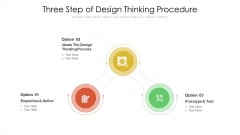 Three Step Of Design Thinking Procedure Ppt PowerPoint Presentation Gallery Visual Aids PDF