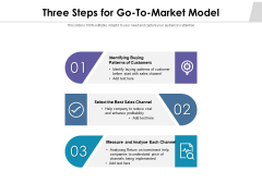 Three Steps For Go To Market Model Ppt PowerPoint Presentation Infographics Graphics Template PDF Three Steps For Go To Market Model Ppt PowerPoint Presentation Infographics Graphics Template PDF