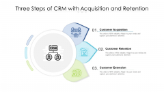 Three Steps Of CRM With Acquisition And Retention Ppt PowerPoint Presentation Gallery Clipart PDF Three Steps Of CRM With Acquisition And Retention Ppt PowerPoint Presentation Gallery Clipart PDF