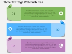 Three Text Tags With Push Pins Powerpoint Template Three Text Tags With Push Pins Powerpoint Template