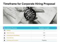 Timeframe For Corporate Hiring Proposal Ppt PowerPoint Presentation Diagram Lists Timeframe For Corporate Hiring Proposal Ppt PowerPoint Presentation Diagram Lists