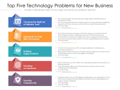 Top Five Technology Problems For New Business Ppt PowerPoint Presentation Gallery Graphics Example PDF Top Five Technology Problems For New Business Ppt PowerPoint Presentation Gallery Graphics Example PDF