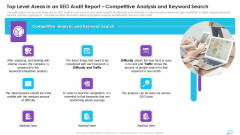 Top Level Areas In An SEO Audit Report Competitive Analysis And Keyword Search Demonstration PDF