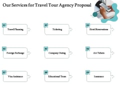 Tourism And Leisure Firm Our Services For Travel Tour Agency Proposal Ppt Pictures Outfit PDF Tourism And Leisure Firm Our Services For Travel Tour Agency Proposal Ppt Pictures Outfit PDF