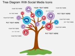 Tree Diagram With Social Media Icons Powerpoint Template Tree Diagram With Social Media Icons Powerpoint Template