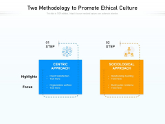 Two Methodology To Promote Ethical Culture Ppt PowerPoint Presentation Inspiration Information PDF Two Methodology To Promote Ethical Culture Ppt PowerPoint Presentation Inspiration Information PDF