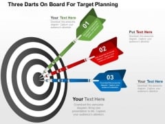 Three Darts On Board For Target Planning PowerPoint Template Three Darts On Board For Target Planning PowerPoint Template