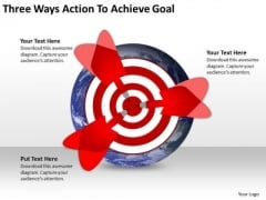 Three Ways Action To Achieve Goal Circular Flow Network PowerPoint Templates