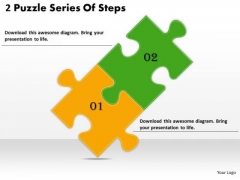 Timeline PowerPoint Template 2 Puzzle Series Of Steps