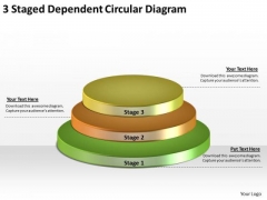 Timeline Ppt Template 3 Staged Dependent Circular Diagram