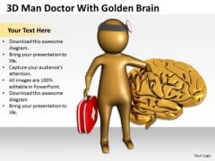 Top Business People 3d Man Doctor With Golden Brain PowerPoint Templates Top Business People 3d Man Doctor With Golden Brain PowerPoint Templates