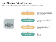 Use Of Companys Cryptocurrency Virtual Currency Financing Pitch Deck Demonstration PDF Use Of Companys Cryptocurrency Virtual Currency Financing Pitch Deck Demonstration PDF