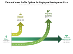 Various Career Profile Options For Employee Development Plan Ppt PowerPoint Presentation Gallery Designs Download PDF Various Career Profile Options For Employee Development Plan Ppt PowerPoint Presentation Gallery Designs Download PDF