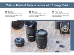 Various Kinds Of Camera Lenses With Storage Card Ppt PowerPoint Presentation File Good PDF