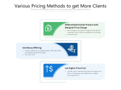 Various Pricing Methods To Get More Clients Ppt PowerPoint Presentation Infographics Template PDF Various Pricing Methods To Get More Clients Ppt PowerPoint Presentation Infographics Template PDF