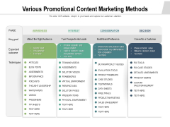 Various Promotional Content Marketing Methods Ppt PowerPoint Presentation Professional Show PDF Various Promotional Content Marketing Methods Ppt PowerPoint Presentation Professional Show PDF